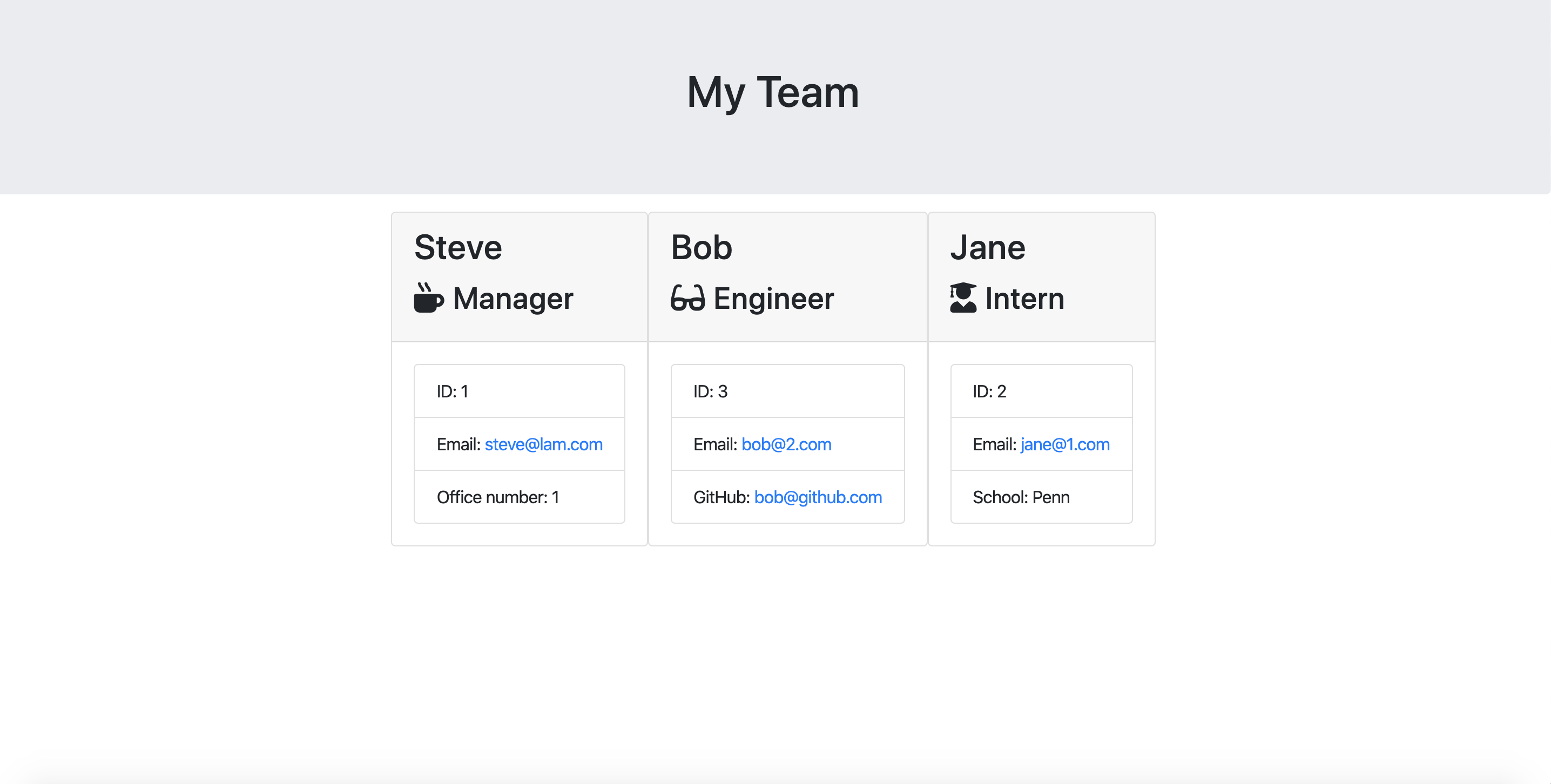 Team generator team page